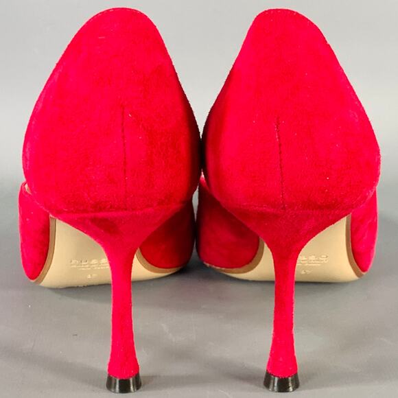FRANCESCO RUSSO Size 7 Red Suede Pointed Toe D'Orsay Pumps - Picture 4 of 11